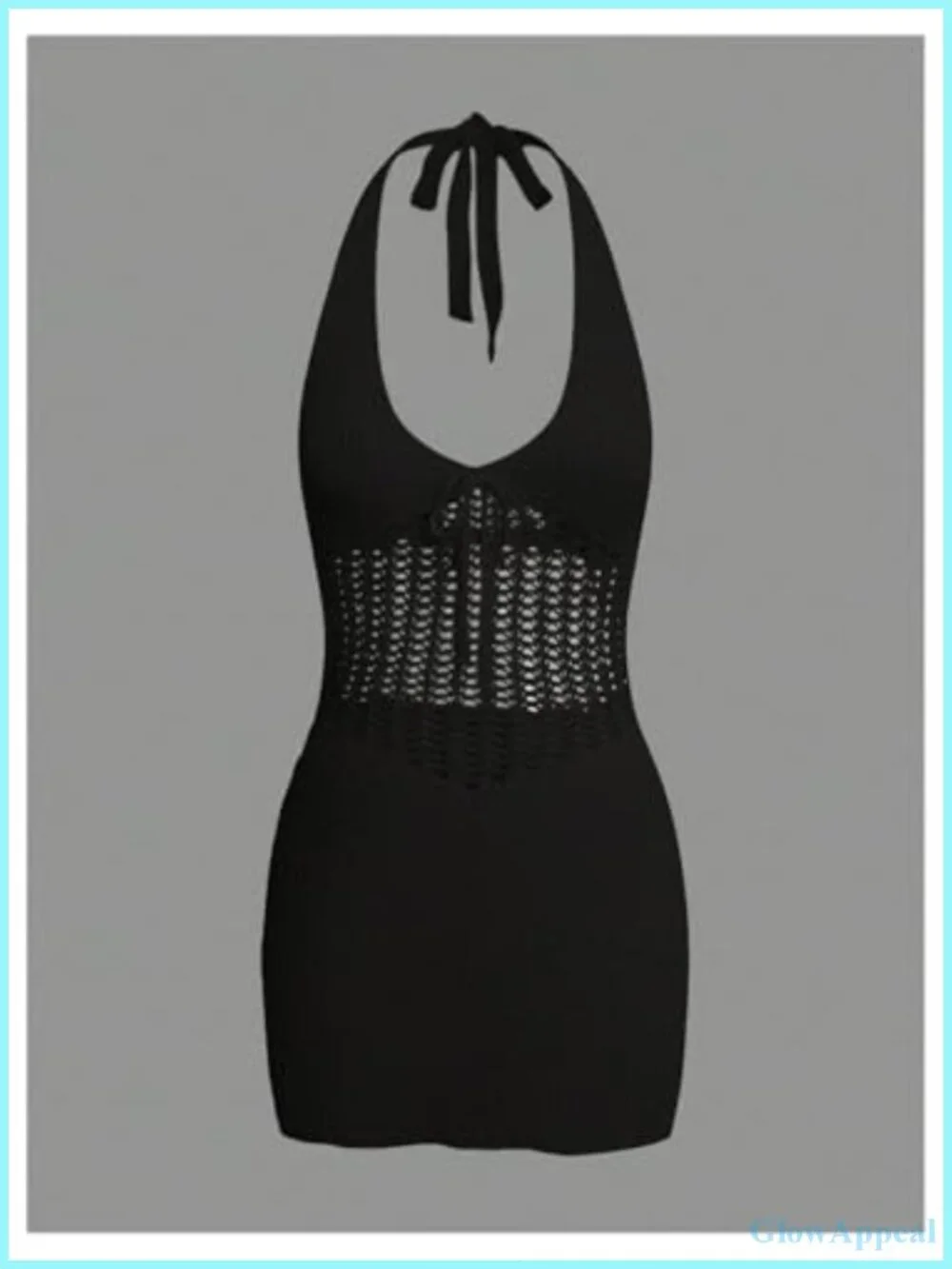 Crochet Beach Cover Up Dress Hollow Back Halter Tie Swimsuit Coverup
